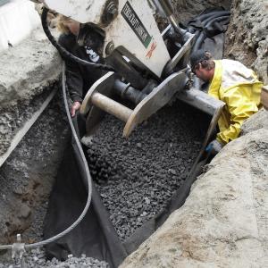 Pemberton yard under excavation for new landscape construction