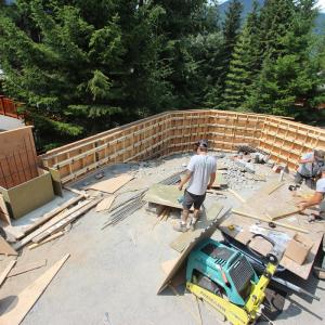 Concrete forming for a patio and retaining wall in Whistler